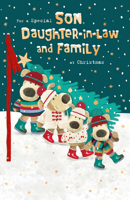 Boofle Embellished Son & Daughter-In-Law & Family Cute Christmas Greeting Card