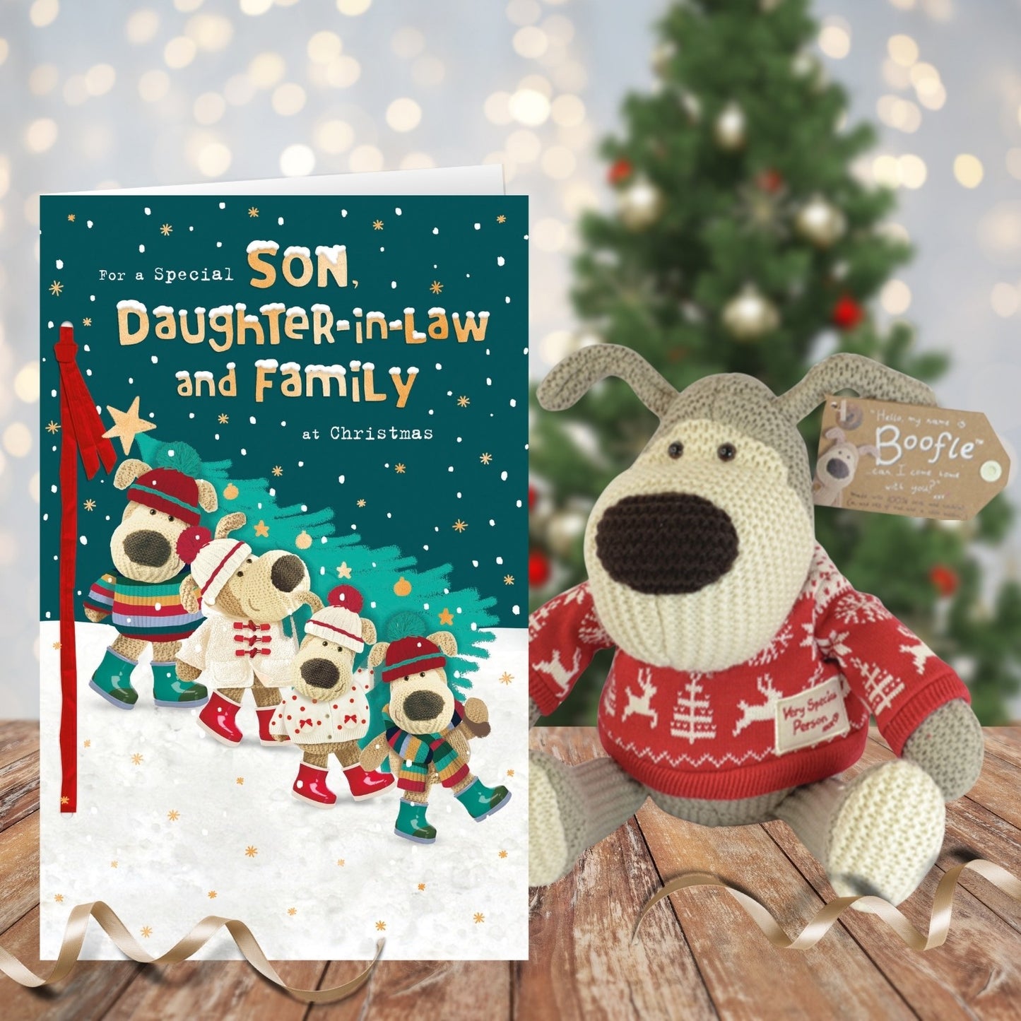 Boofle Embellished Son & Daughter-In-Law & Family Cute Christmas Greeting Card