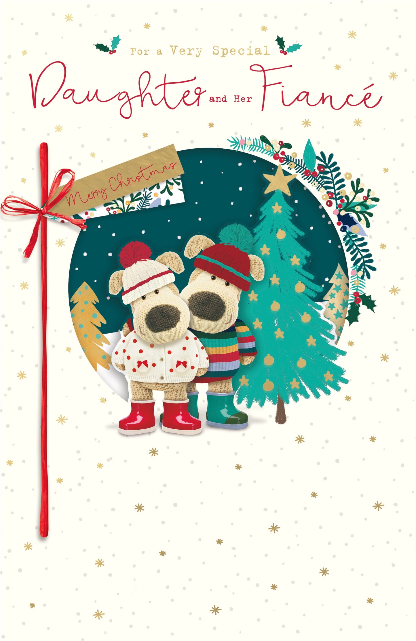 Boofle Embellished Daughter & Fiancé Boofle Cute Christmas Greeting Card