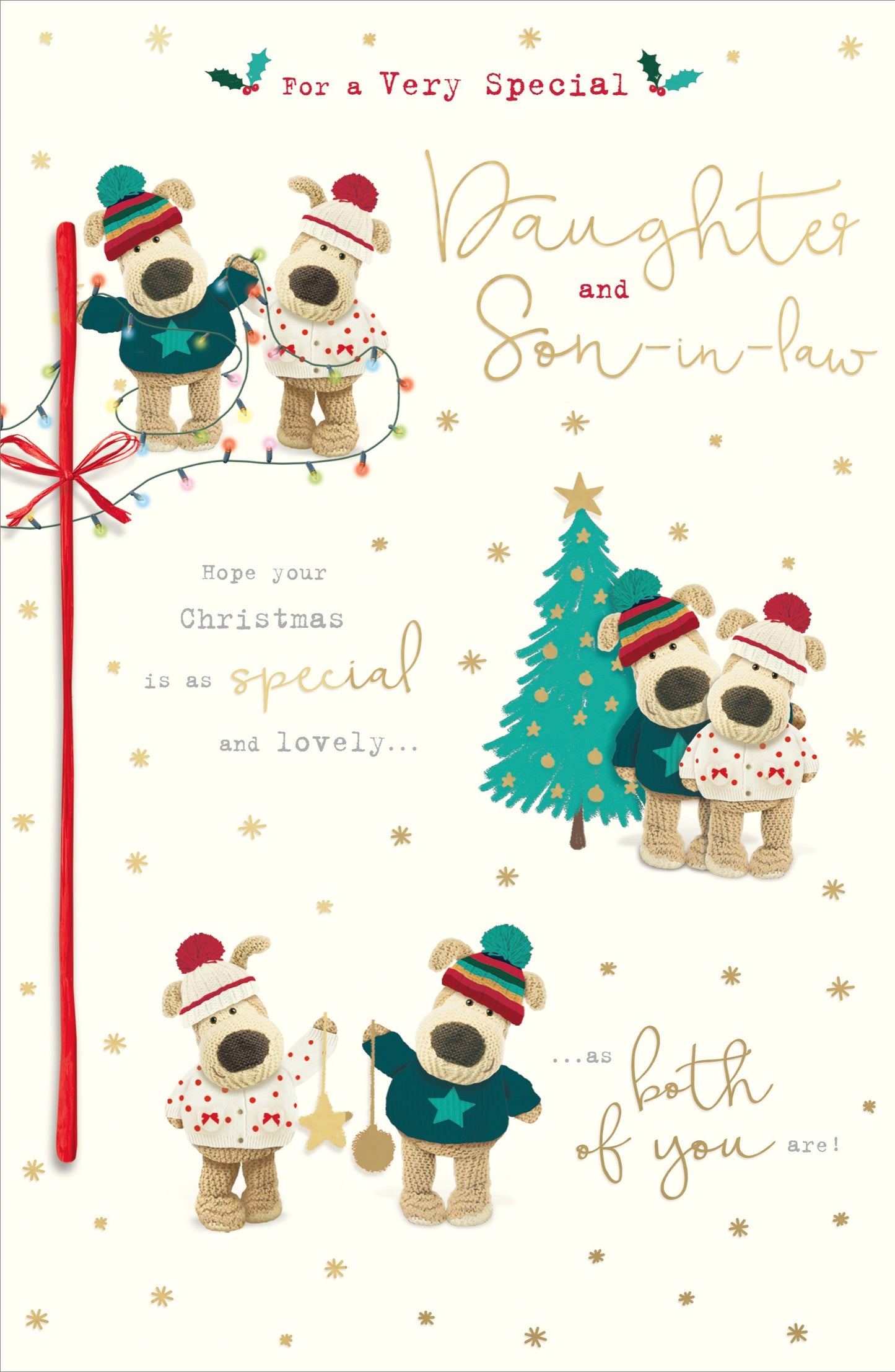 Boofle Embellished Special Daughter & Son-In-Law Cute Christmas Greeting Card