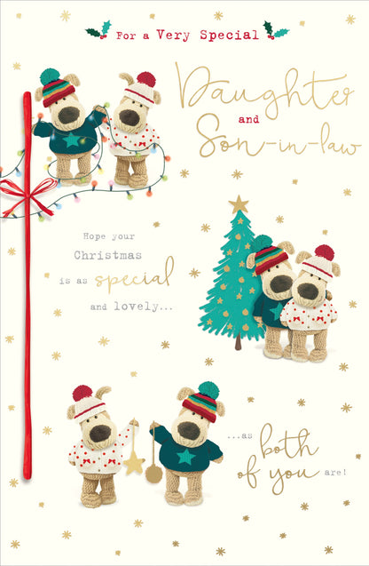 Boofle Embellished Special Daughter & Son-In-Law Cute Christmas Greeting Card
