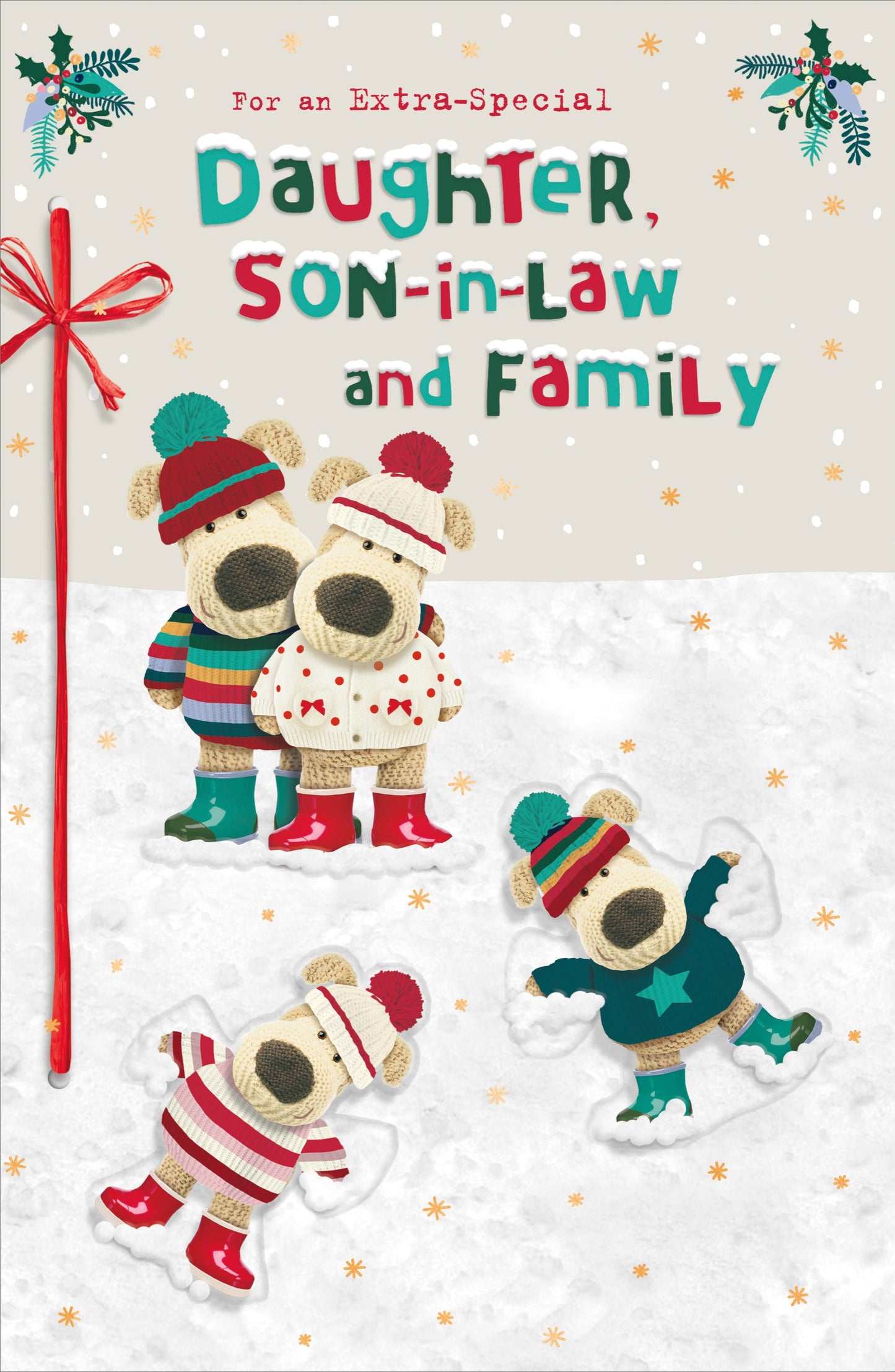 Boofle Embellished Daughter & Son-In-Law & Family Cute Christmas Greeting Card