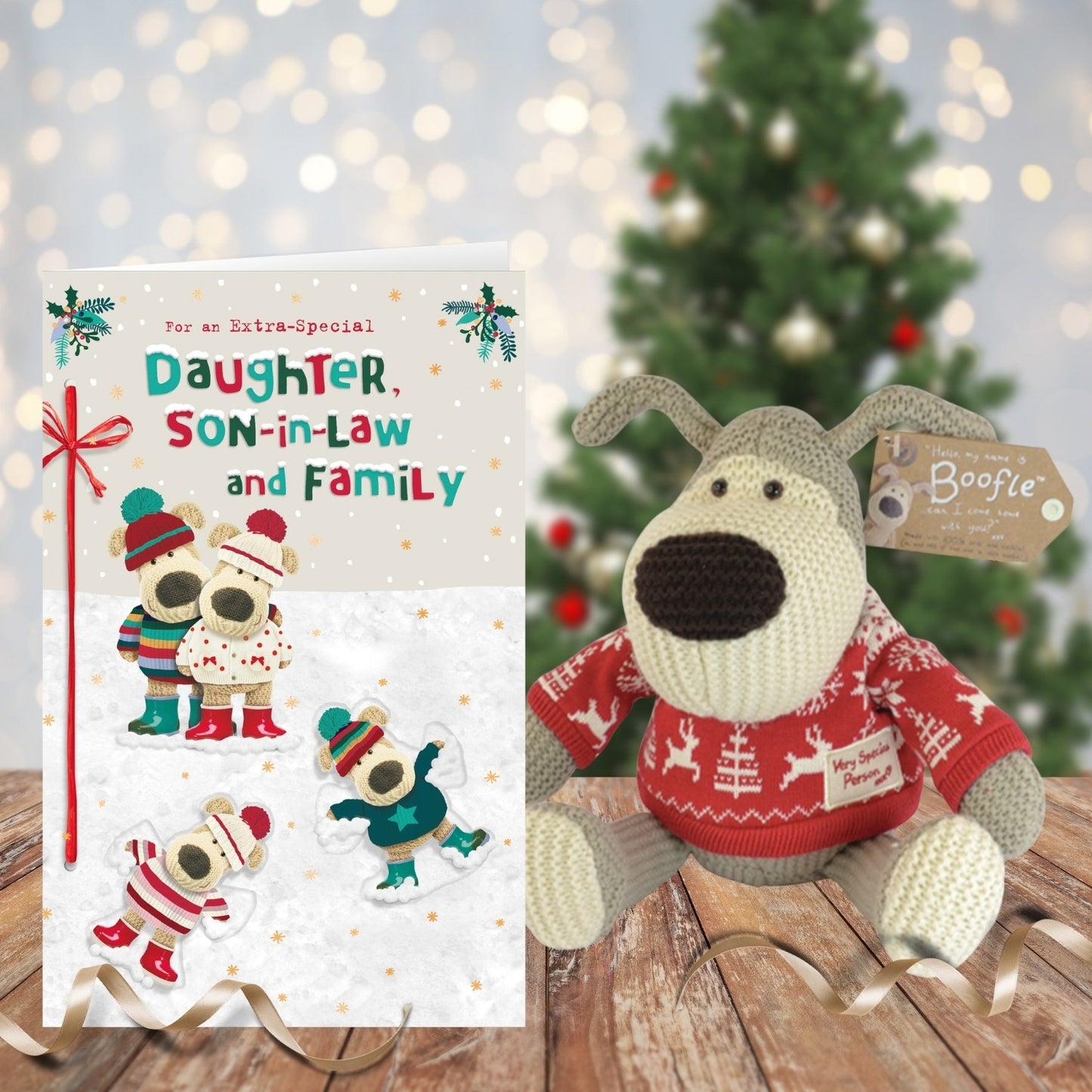 Boofle Embellished Daughter & Son-In-Law & Family Cute Christmas Greeting Card