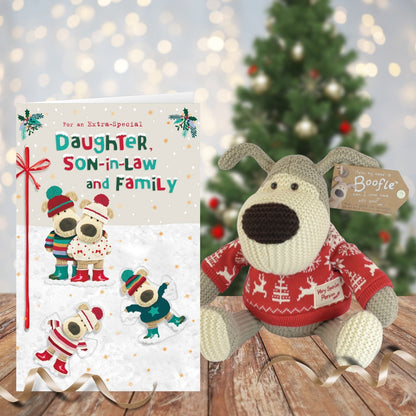 Boofle Embellished Daughter & Son-In-Law & Family Cute Christmas Greeting Card