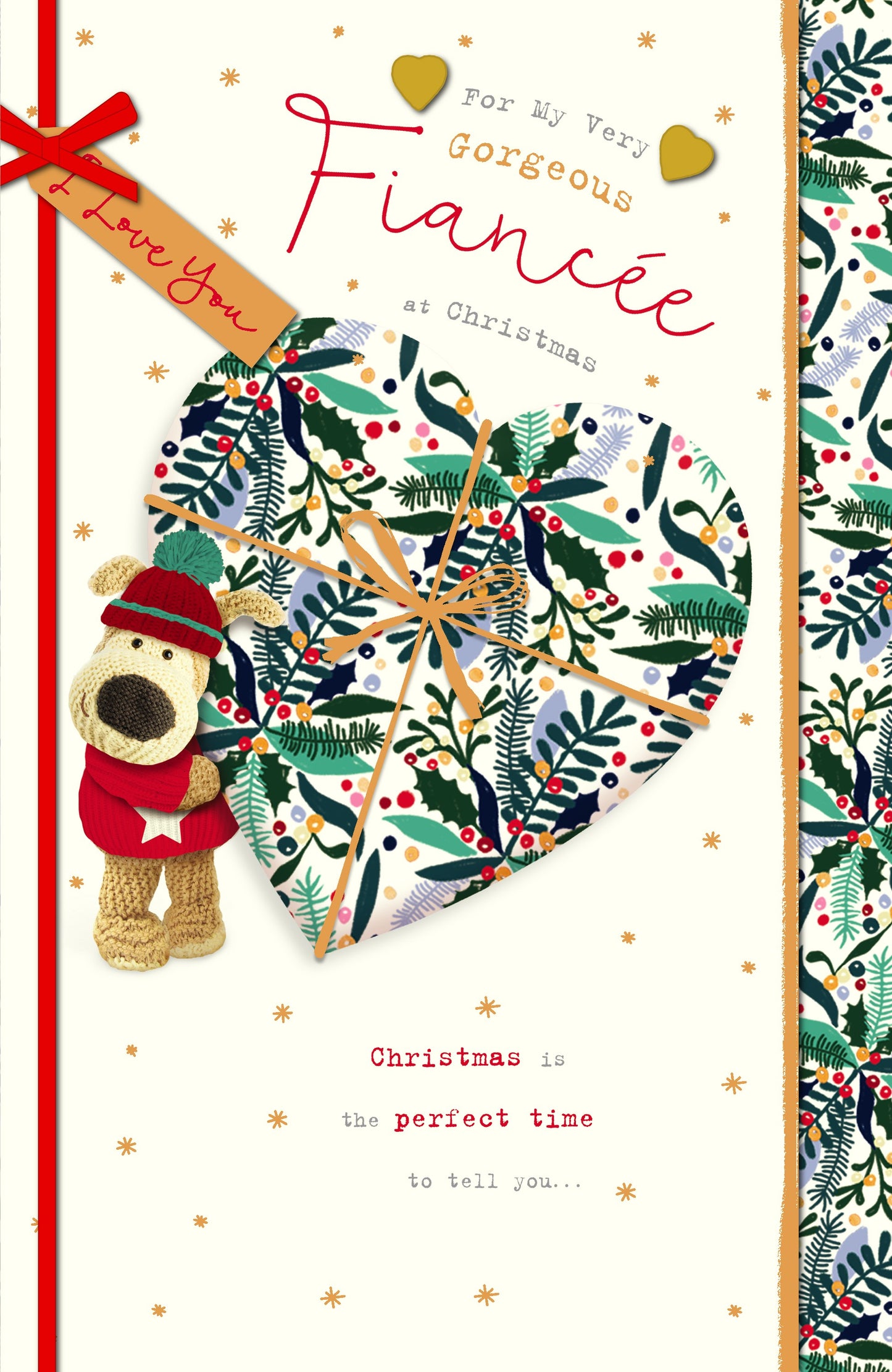 Boofle Embellished My Very Gorgeous Fiancée Cuddly Cute Christmas Greeting Card