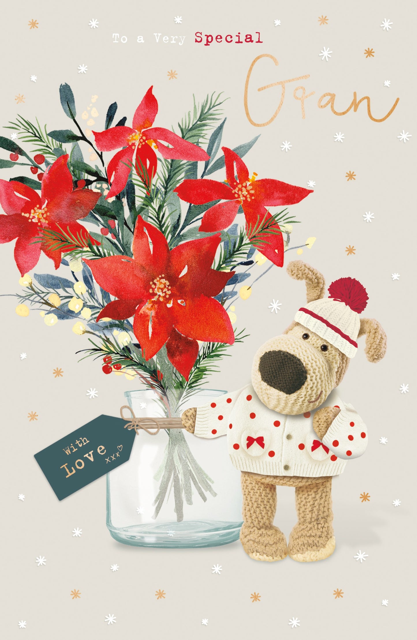 Boofle To A Very Special Gran Poinsettia Blooms Cute Christmas Greeting Card