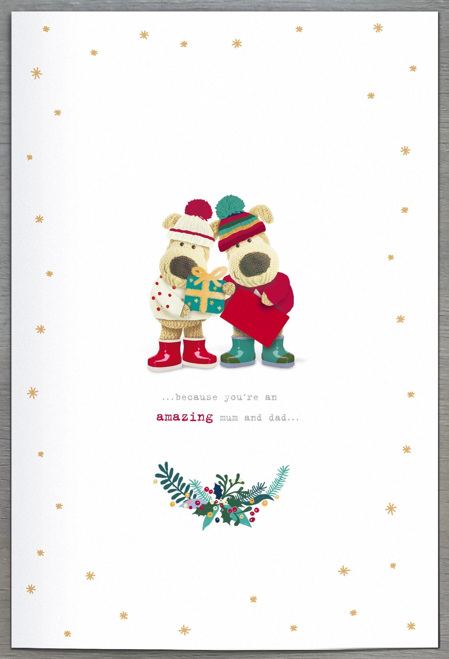 Boofle Embellished Extra-Special Mum & Dad Cute Christmas Greeting Card