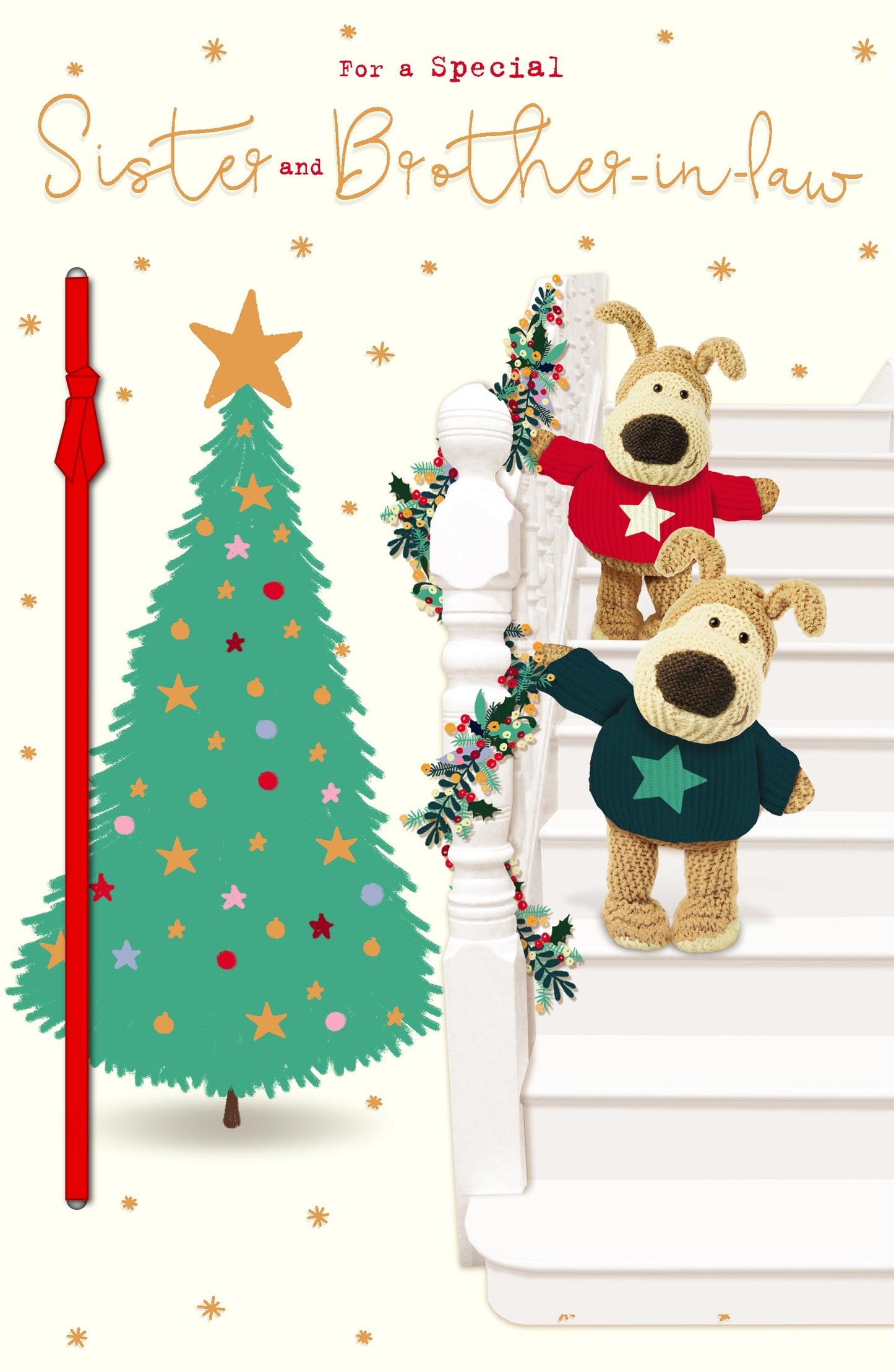 Boofle Embellished Sister & Brother-In-Law Festive Cute Christmas Greeting Card
