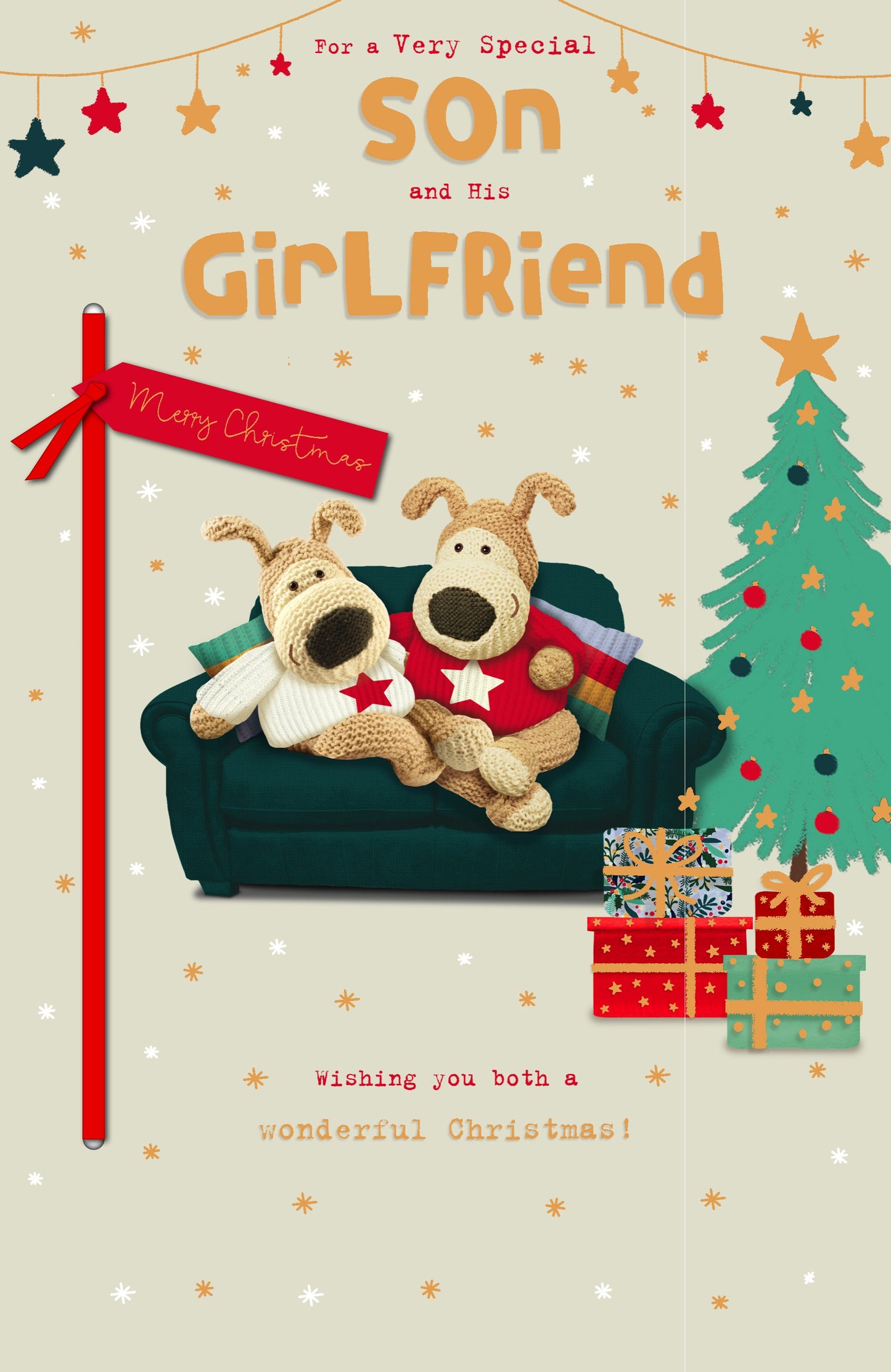 Boofle Embellished Special Son & His Girlfriend Cute Christmas Greeting Card