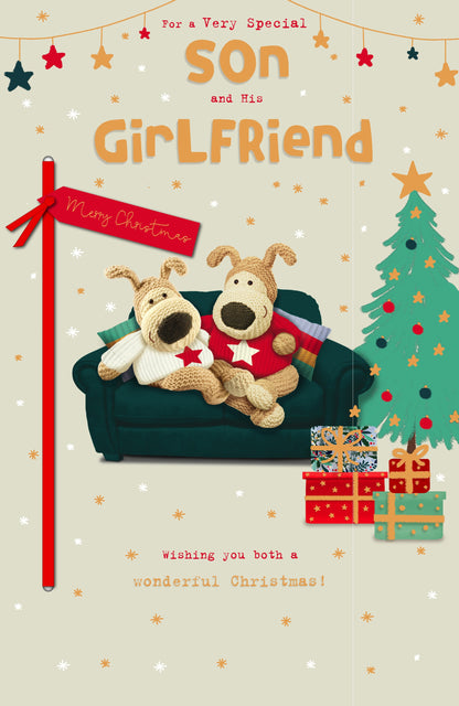 Boofle Embellished Special Son & His Girlfriend Cute Christmas Greeting Card