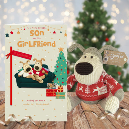 Boofle Embellished Special Son & His Girlfriend Cute Christmas Greeting Card