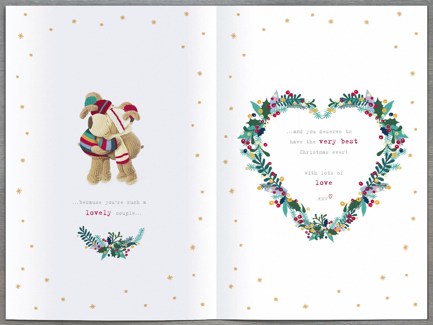 Boofle Embellished To A Special Couple Snuggly Love Cute Christmas Greeting Card