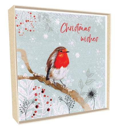 Box of 5 Robin Hand-Finished Christmas Cards