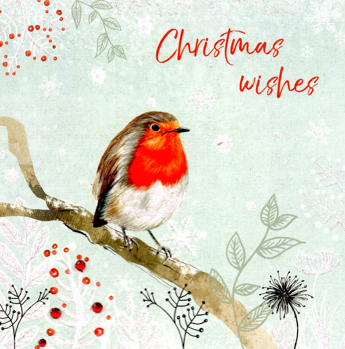 Box of 5 Robin Hand-Finished Christmas Cards