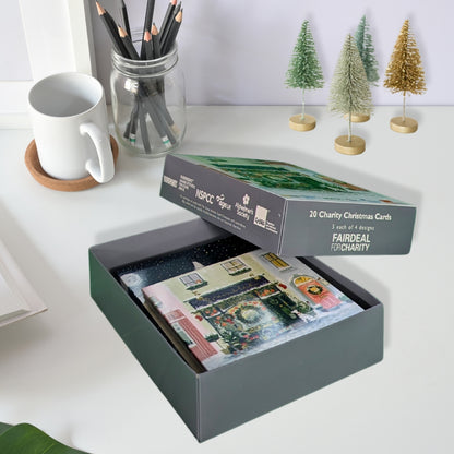 Box Of 20 Fairdeal Artsy Christmas Magic Charity Christmas Cards In 4 Designs