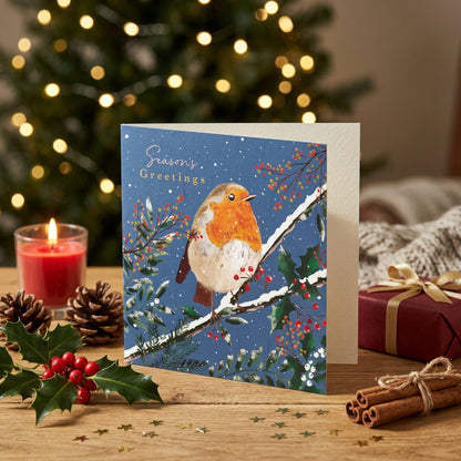 Pack of 6 Seasons Greetings Robin Charity Christmas Cards