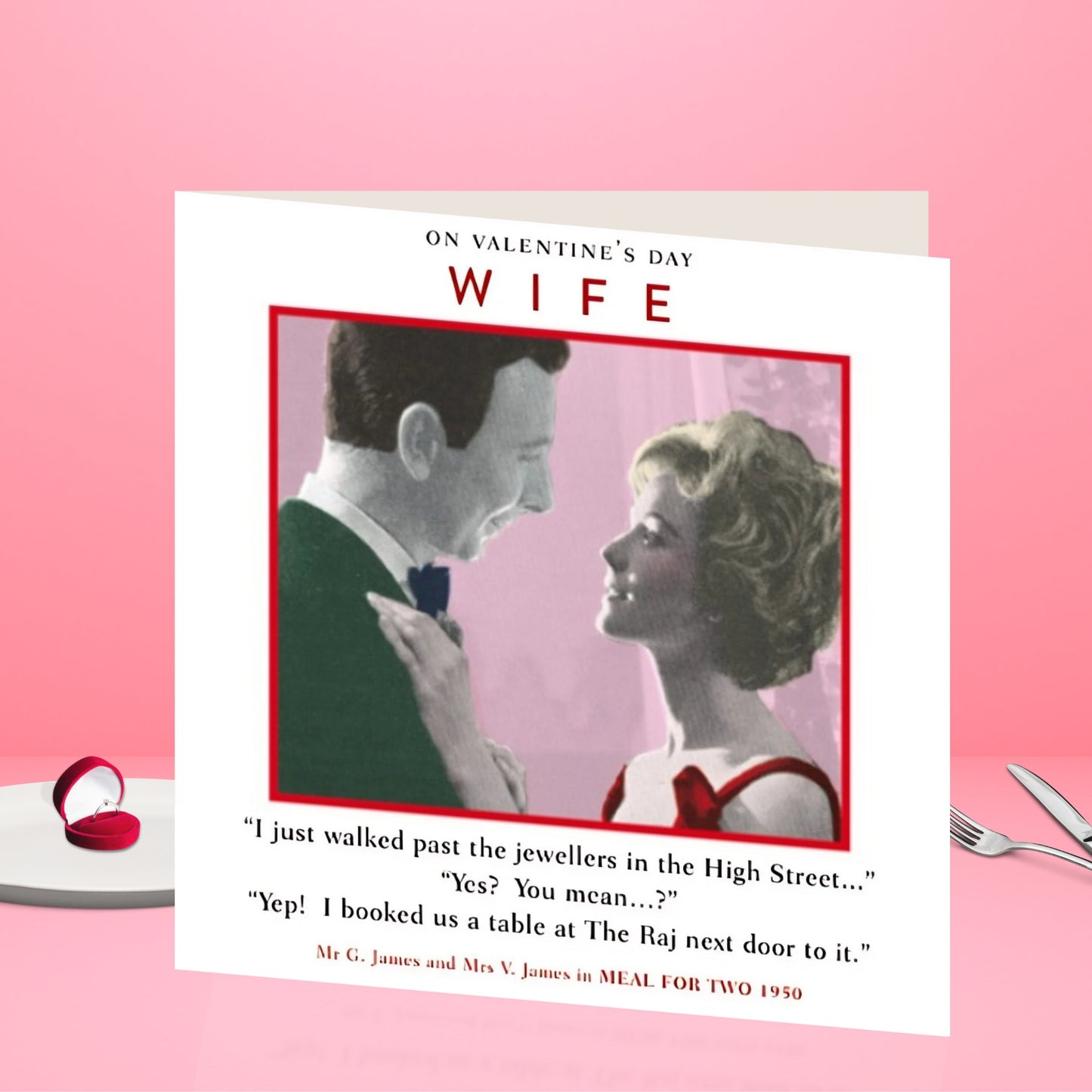 Wife Funny Valentines Day Retro Greeting Card