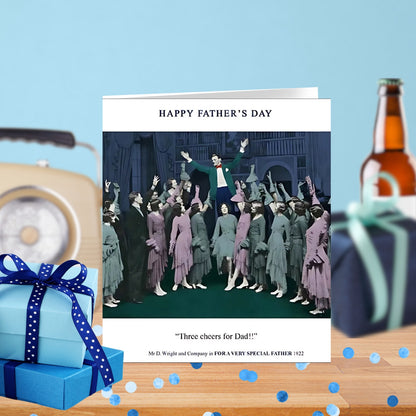 Funny Three Cheers Dad Father's Day Greeting Card