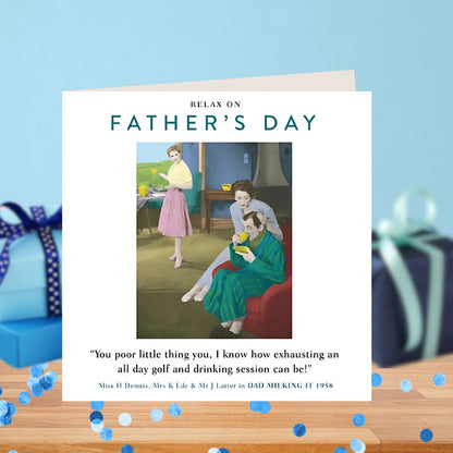 Funny Drama Queen Golf & Drinking Father's Day Greeting Card