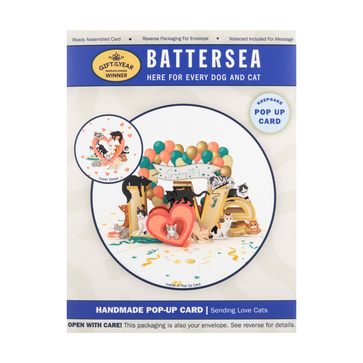 Battersea Cats Sending Love Pop Up Greeting Card