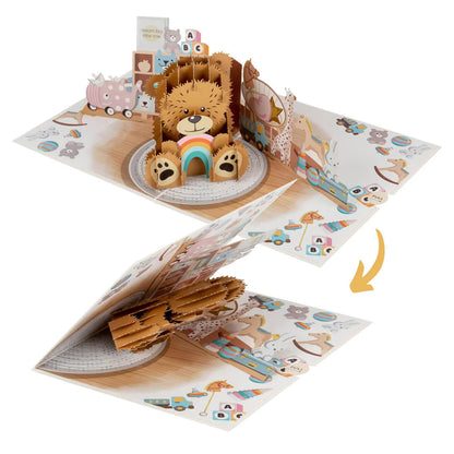 New Baby Bear Pop-Up New Baby Greeting Card Blank Inside