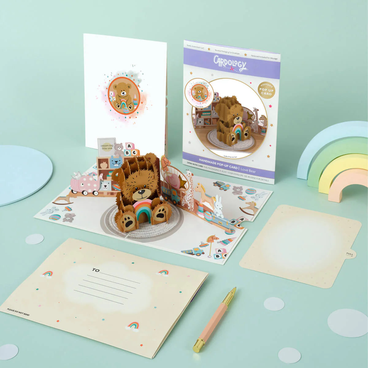 New Baby Bear Pop-Up New Baby Greeting Card Blank Inside