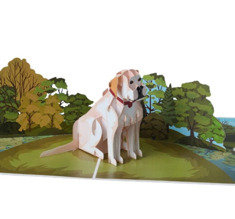 Golden Labrador Dog Pop Up Greeting Card