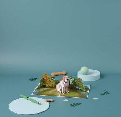 Golden Labrador Dog Pop Up Greeting Card