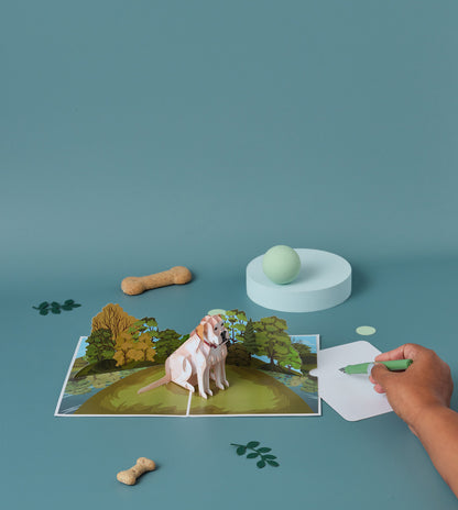 Golden Labrador Dog Pop Up Greeting Card