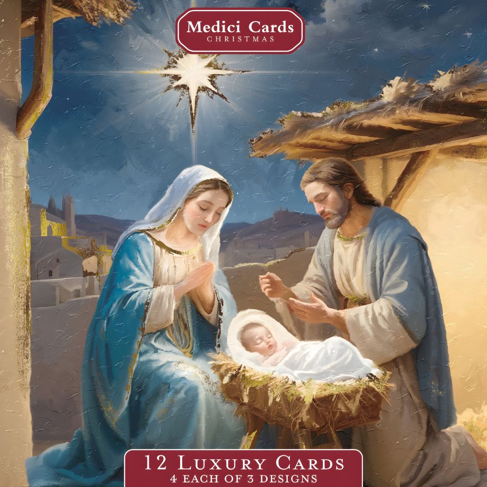 Medici Box of 12 Christmas Cards Nativity Themed Luxury Xmas Cards In 3 Designs