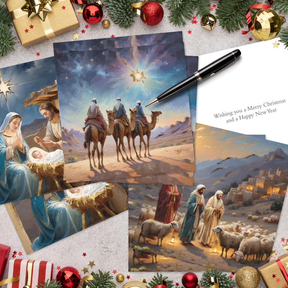Medici Box of 12 Christmas Cards Nativity Themed Luxury Xmas Cards In 3 Designs