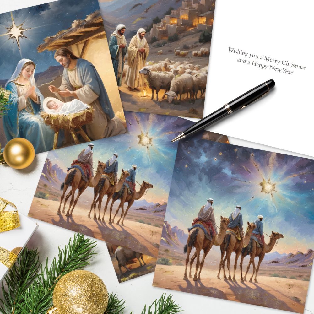 Medici Box of 12 Christmas Cards Nativity Themed Luxury Xmas Cards In 3 Designs