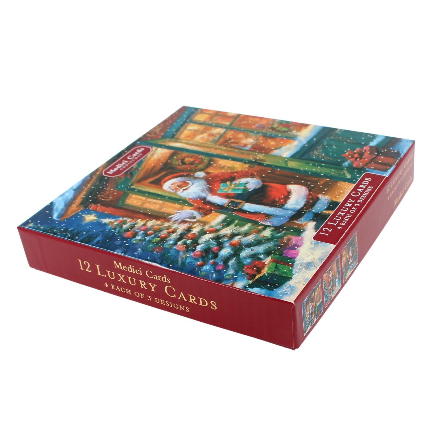 Medici Box of 12 Christmas Cards Santa Themed Luxury Xmas Cards In 3 Designs