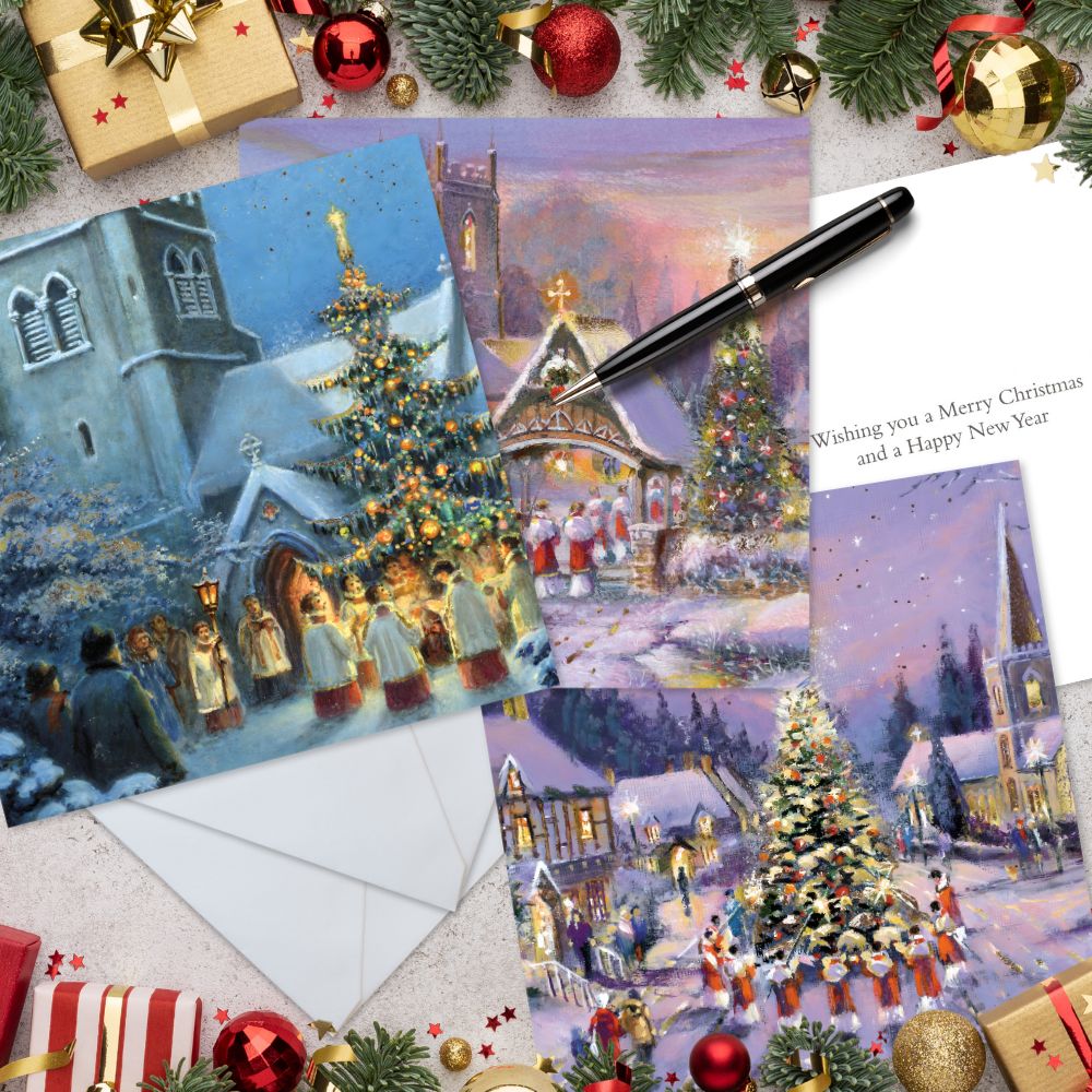 Medici Box of 12 Christmas Cards Carol Themed Luxury Xmas Cards In 3 Designs