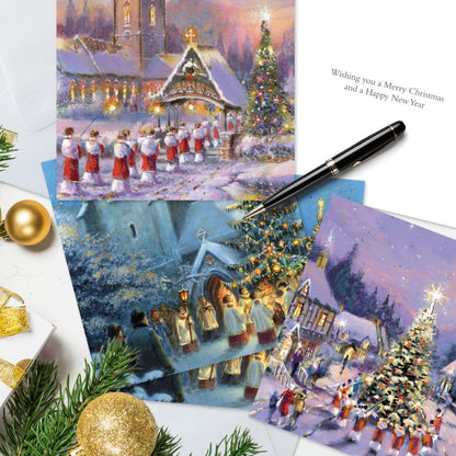Medici Box of 12 Christmas Cards Carol Themed Luxury Xmas Cards In 3 Designs