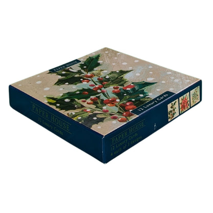 Box Of 12 Paper House Festive Xmas Flora Christmas Cards In 3 Designs