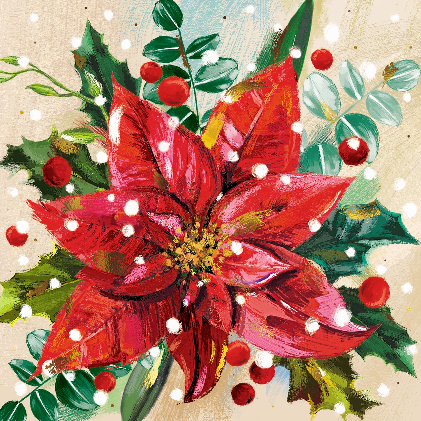 Box Of 12 Paper House Festive Xmas Flora Christmas Cards In 3 Designs