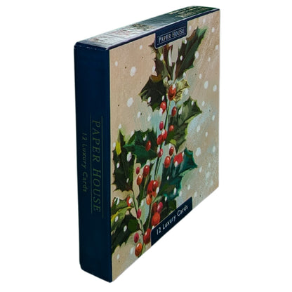 Box Of 12 Paper House Festive Xmas Flora Christmas Cards In 3 Designs