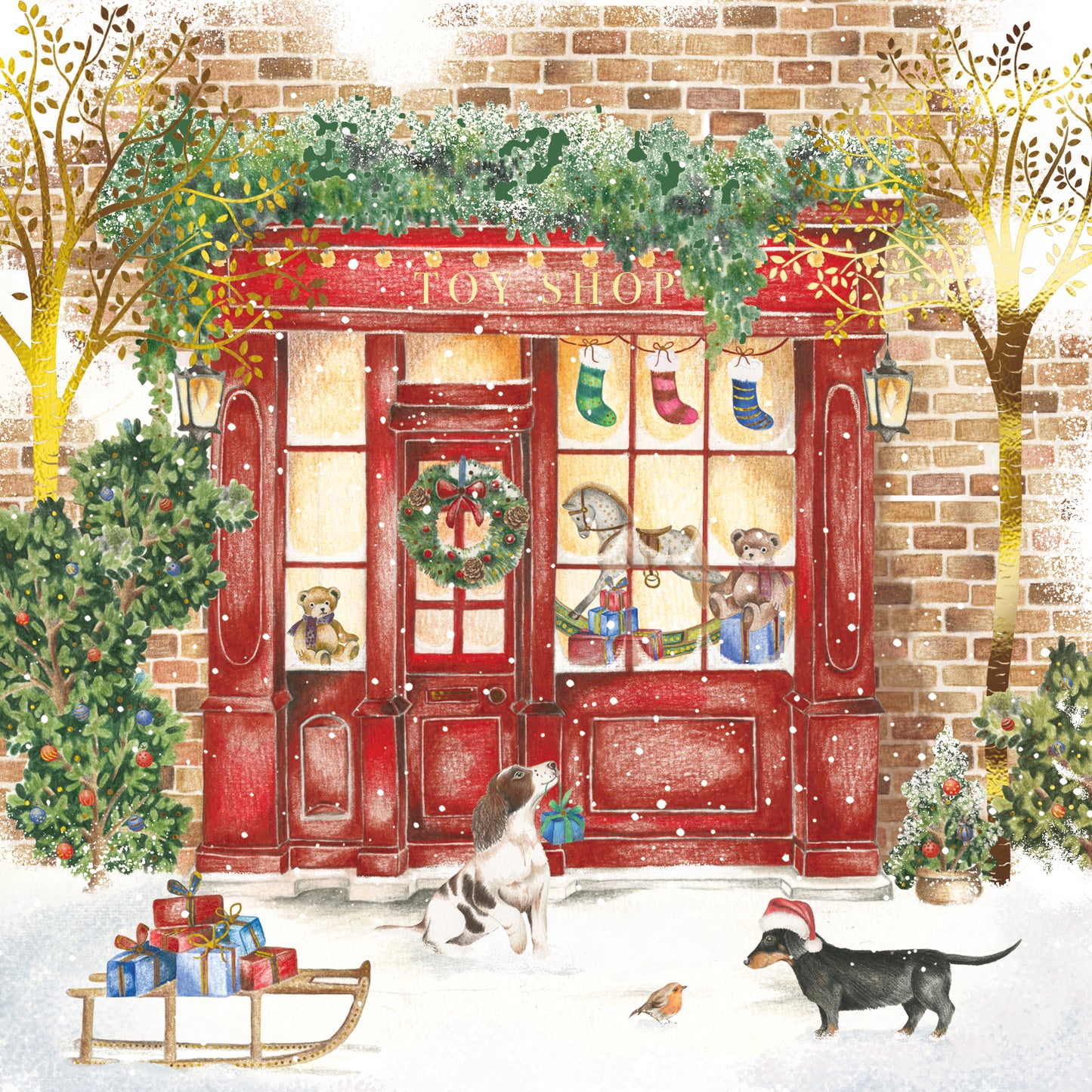 Box Of 12 Paper House Puppy Dog Xmas Post Christmas Cards In 3 Designs