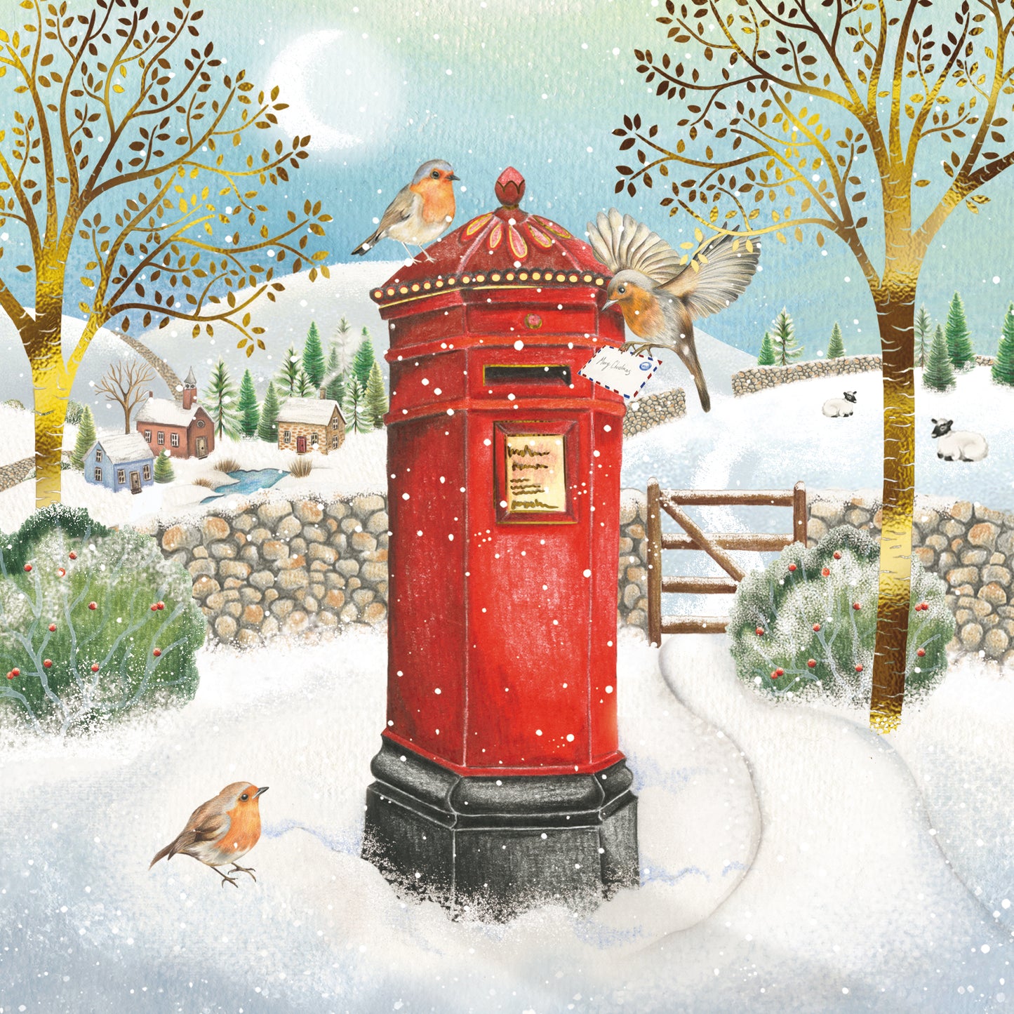 Box Of 12 Paper House Puppy Dog Xmas Post Christmas Cards In 3 Designs