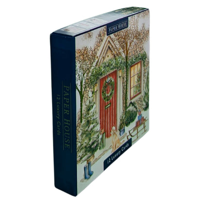 Box Of 12 Paper House Puppy Dog Xmas Post Christmas Cards In 3 Designs