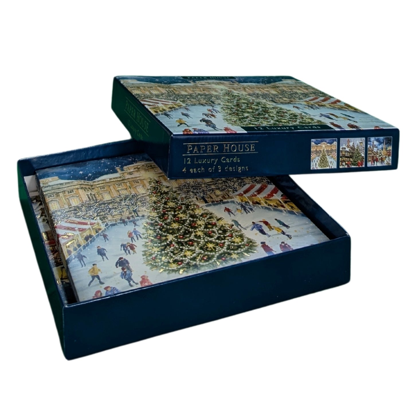 Box Of 12 Paper House Festive Xmas Town Christmas Cards In 3 Designs