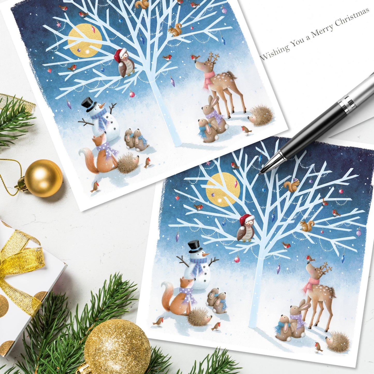 Box of 12 Paper House Festive Tree Christmas Cards