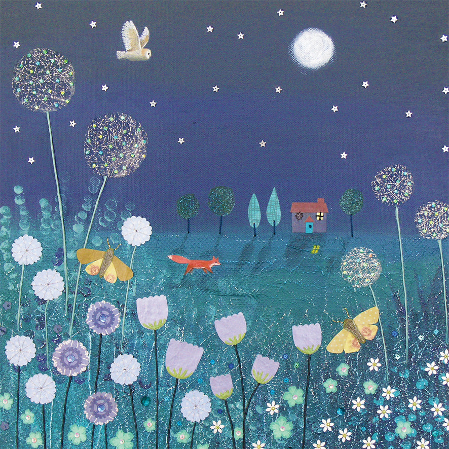 Midnight Meadow Square Blank Greeting Card