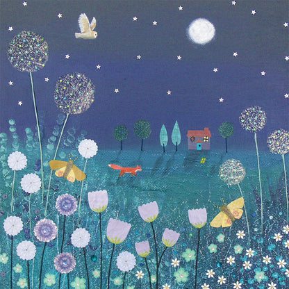 Midnight Meadow Square Blank Greeting Card