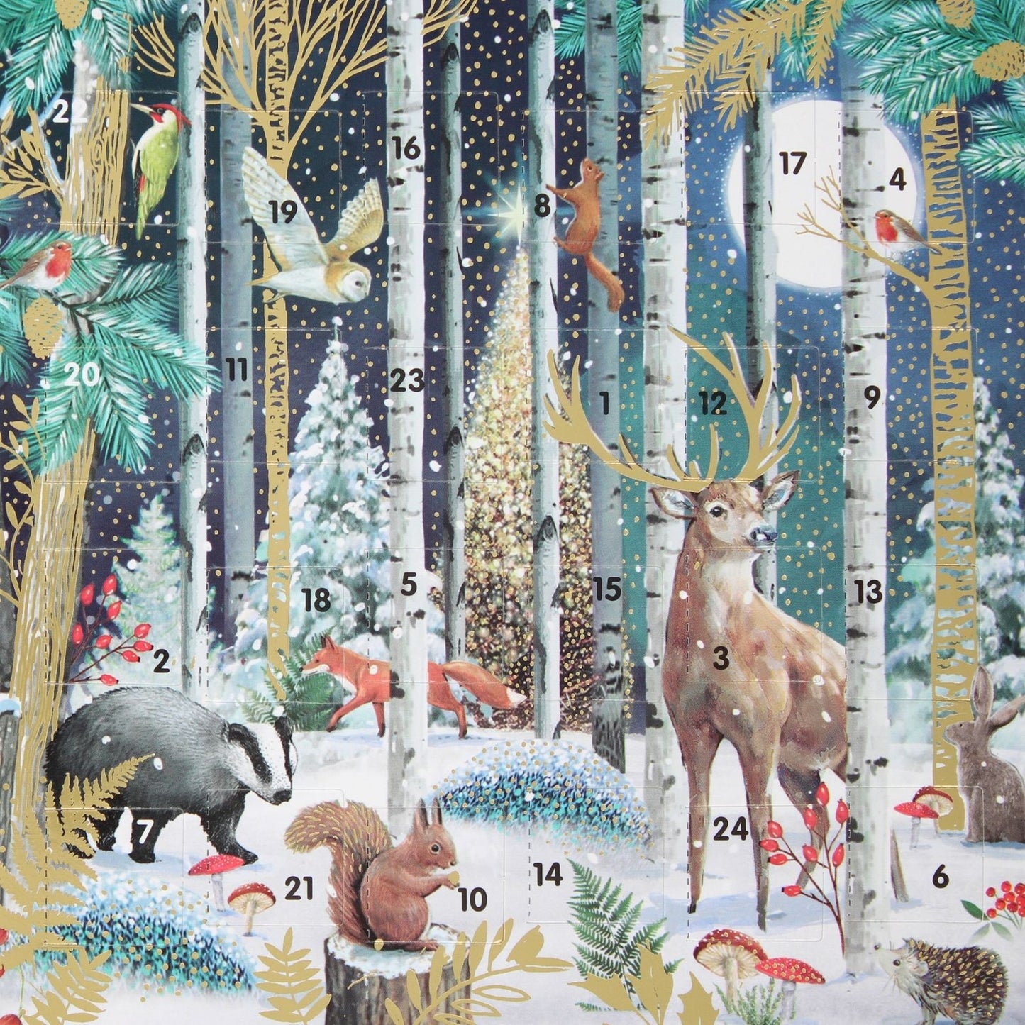 Advent Calendar Christmas Card Magical Winter Forest Xmas Countdown Card