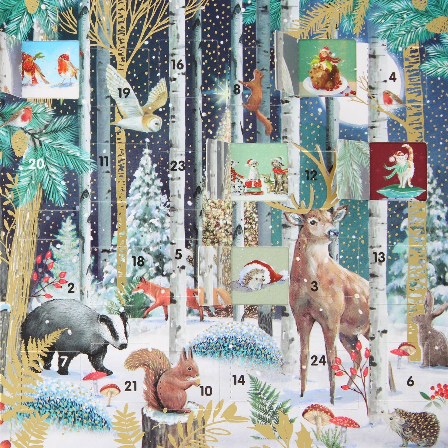 Advent Calendar Christmas Card Magical Winter Forest Xmas Countdown Card