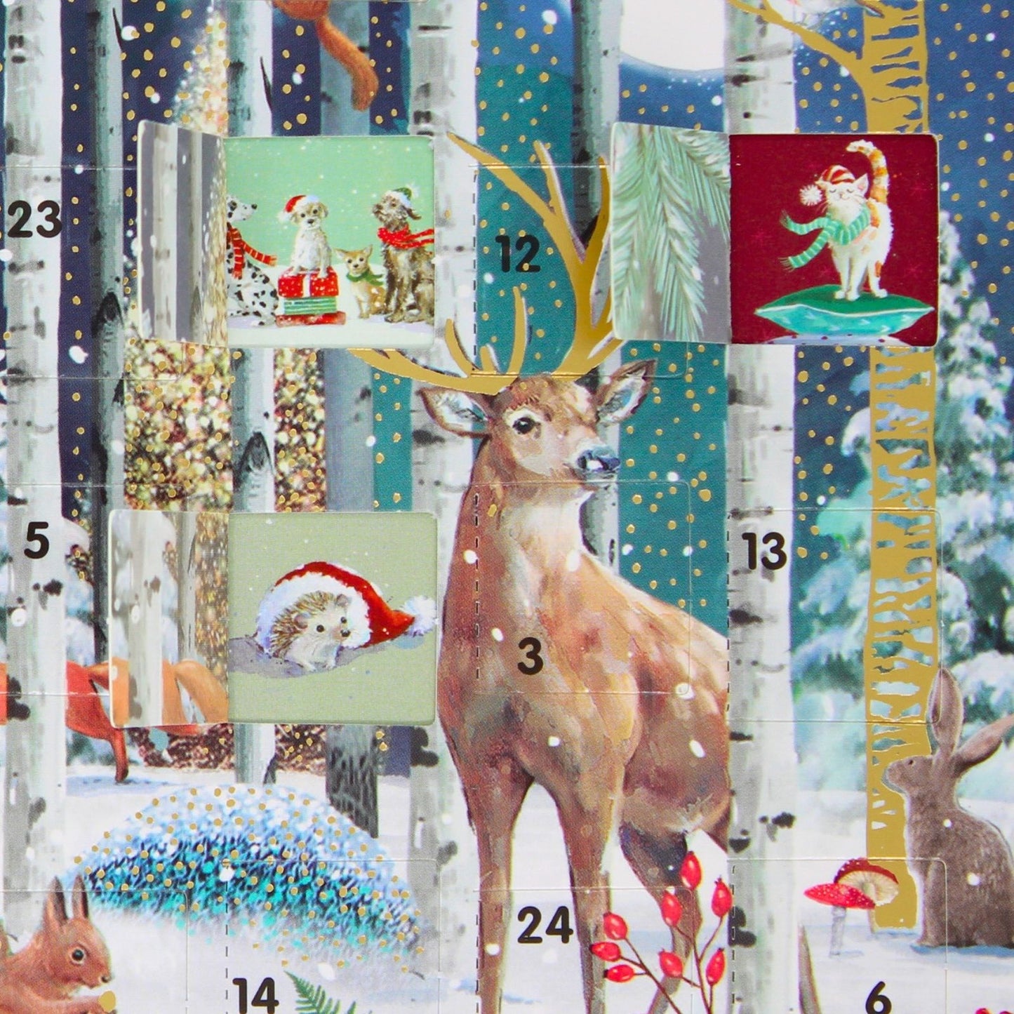 Advent Calendar Christmas Card Magical Winter Forest Xmas Countdown Card