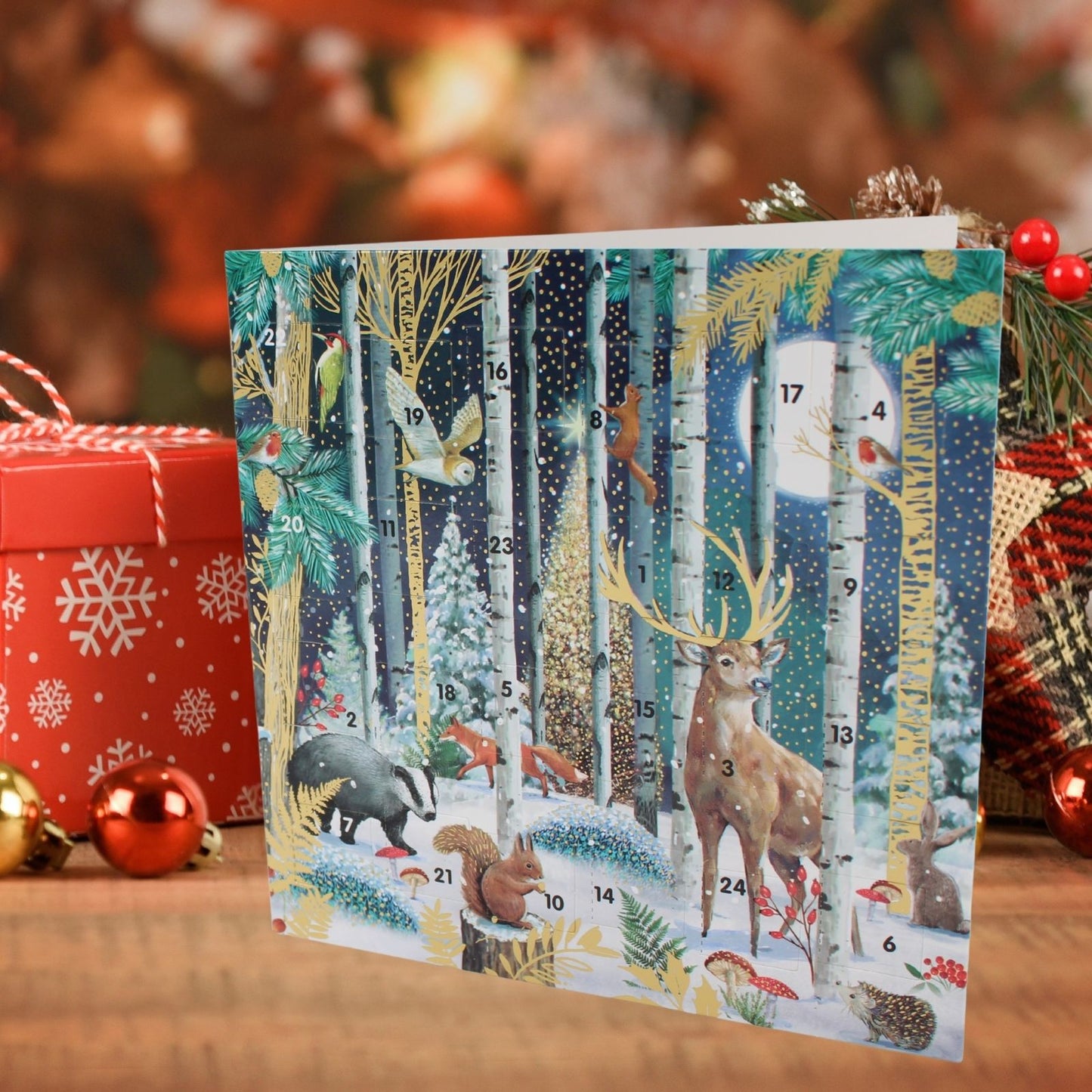 Advent Calendar Christmas Card Magical Winter Forest Xmas Countdown Card