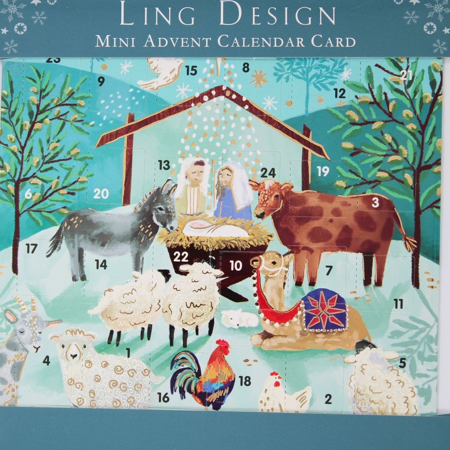 Advent Christmas Greeting Card The Nativity Joyful Xmas Countdown Card